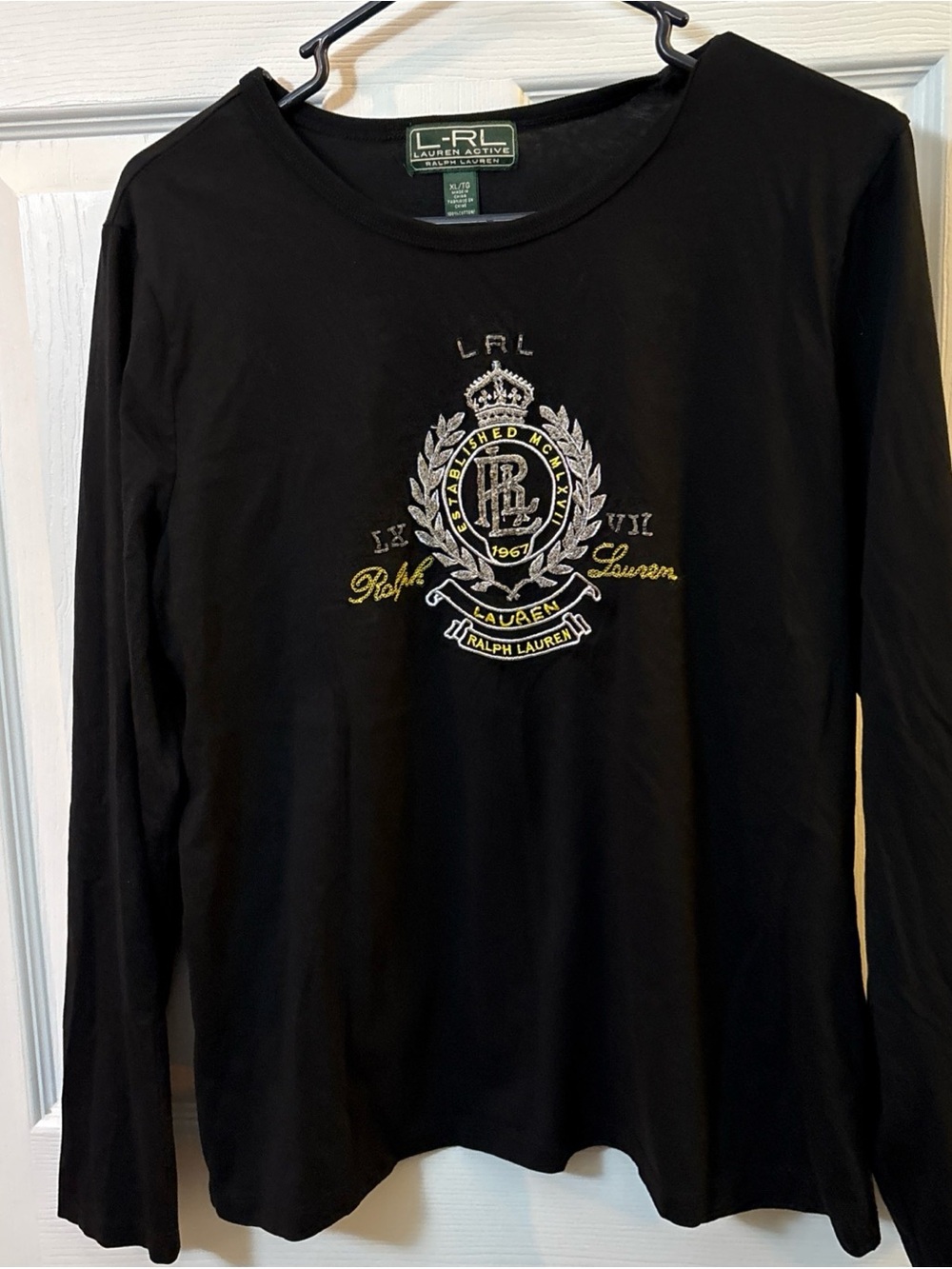 Ralph Lauren L-RL Black Crewneck Tee with Green Label